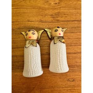 Vintage Japan Bakelite Angel Salt and Pepper Set Golden Wings